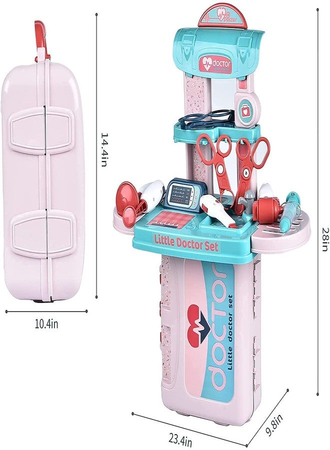 BLUEBELL 3 in 1 Doctor Doctor Set for Kids 3 in 1 Multi Function Pretend Mobile Doctor Medical Play Set with Portable Suitcase Design for Girls and Boys (Pink Doctor Set) - Image 2